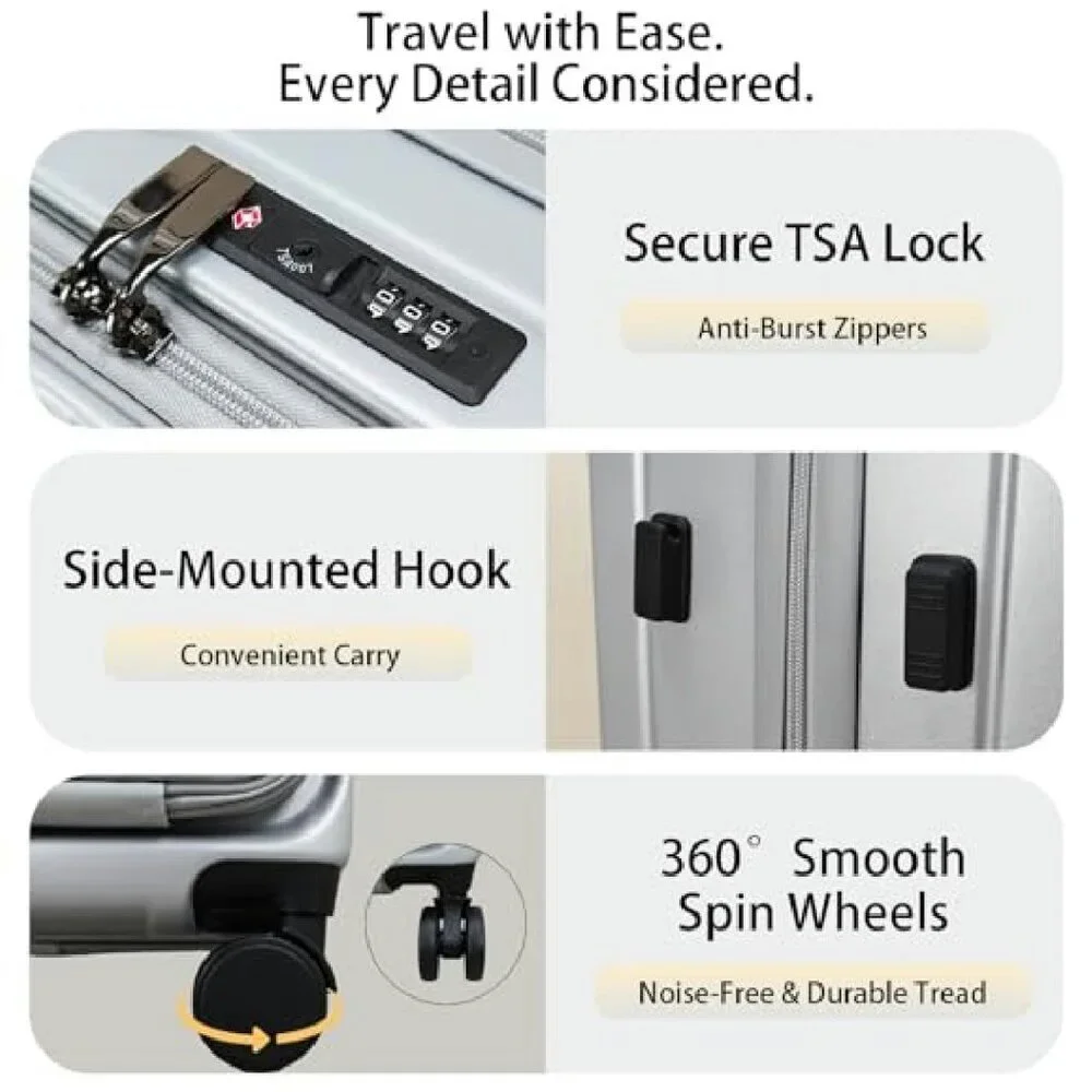 20 Inch Expandable Carry On Luggage with Laptop Compartment & TSA Lock